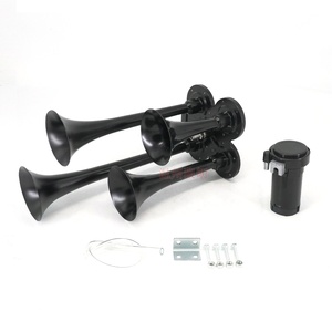 Système de klaxon à air <span class=keywords><strong>quad</strong></span> 12V complet avec compresseur 120+dB Super fort pour voitures, camions et bateaux lourds - Product Image 1