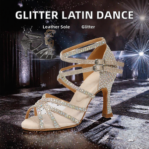 Zapatos de Baile Latino con Pedrería para Mujer, Marca Baifa Dancin, Tacones para Salsa y Tango, Cuero de Alta Calidad, MOQ Bajo, OEM, ODM, DDP - Product Image 2