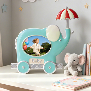 Cadre photo en métal en forme d'éléphant mignon, en alliage de zinc émaillé, pour la décoration de la chambre d'enfant, cadeau souvenir de baby shower - Product Image 1