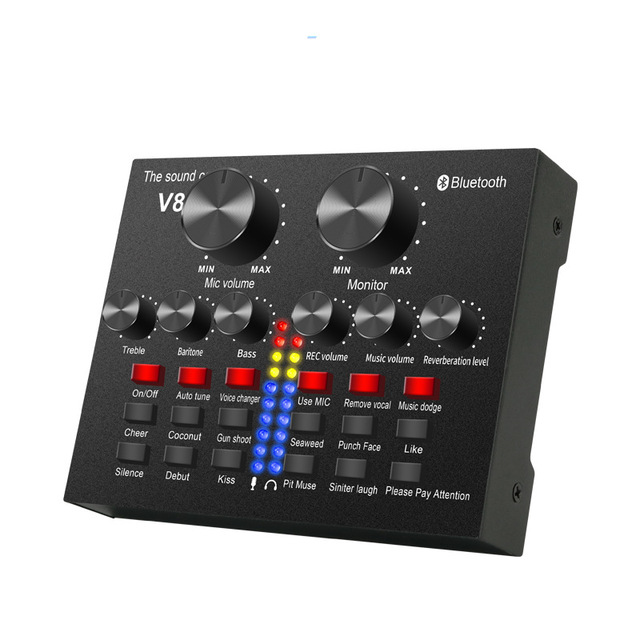 Top Quality USB External Multi-function Sound Card V8 Plus Microphone Sound Card for Mac Computer Android Mixer Shaking Sound