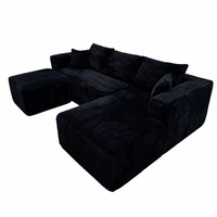 Canapé modulaire sectionnel en velours côtelé, emballé en rouleau, avec ottoman et ressorts ensachés, mousse haute densité pour salon
