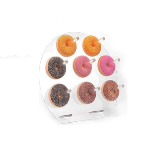 Présentoir rond transparent en acrylique à 8 chevilles pour beignets, présentoir mural pour <span class=keywords><strong>table</strong></span> à dessert, <span class=keywords><strong>support</strong></span> mural réutilisable pour beignets - Product Image 3