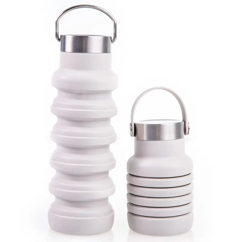 누출 방지 BPA 무료 대량 접을 수있는 컵 아이 접이식 접을 수있는 실리콘 물병