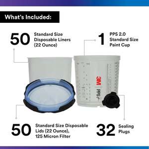 3M PPS 2.0 Spray Gun Cup, Lids and Liners Kit, 26301, Standard, 22 Ounces, 125-Micron Filter - Product Image 4