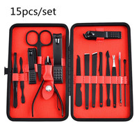 Coupe-ongles noir de bonne qualité ensemble d'outils de manucure de beauté 7/8/10/12/15/18/24 pièces/ensemble coupe-peaux mortes ensemble de manucure pédicure