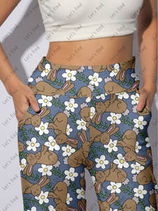 بنطلونات واسعة الساق بخصر مطاطي للنساء، ملابس منزلية مثيرة وخيارات ملابس الشارع المريحة، سراويل مخصصة - Product Image 4