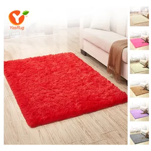 merah karpet ruang tamu Suppliers-Karpet Merah Lembut Kustom Empuk 5Cm Tinggi Tumpukan Ruang Tamu Kasar Area Karpet