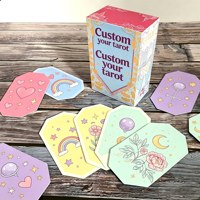 Coffret Cadeau de Cartes de Tarot Personnalisées en Forme d'Hexagone avec Boîte Rigide, Estampage à Chaud Doré et Guide – Édition Éducative et Ludique