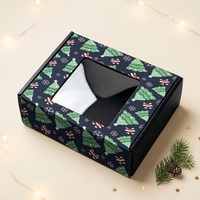 Boîte d'emballage pour colis de Noël sur mesure, écologique, en carton ondulé, avec fenêtre