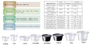 كوب صلصة بلاستيكي شفاف أحادي الجدار للاستخدام مرة واحدة مع غطاء سعة 1 أونصة حاوية للوجبات الجاهزة للسكر - Product Image 3