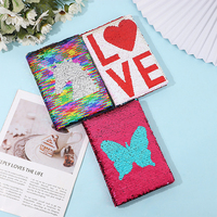 Carnet à sequins réversible double face format A5, reliure à feuilles mobiles, couverture brillante avec sequins écailleux par sublimation