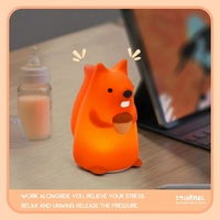 Kleines Eichhörnchen Silikon USB-Aufladbare Nachtlampe für Kinder - 7 Farben Warmweiß Schaltergesteuerte LED-Leuchte
