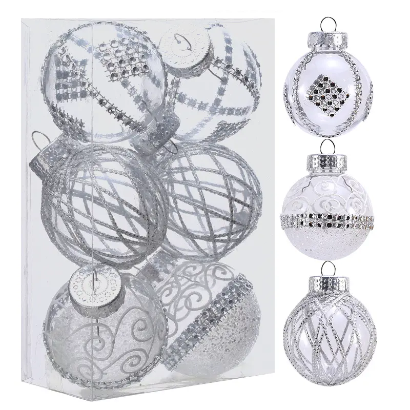 New Christmas ball linen transparent ball Christmas tree decoration 6 cm 7 cm set Christmas tree pendant decorative ball