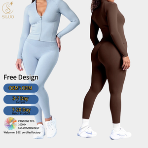 Leggings sculptants personnalisés, Veste de yoga respirante et douce pour la peau, Haut de sport moulant, Ensemble de yoga extensible pour femme - Product Image 4