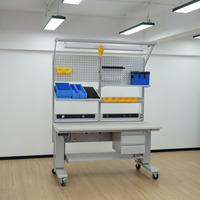 Table électrique ESD pour salle blanche DETALL, cadre en acier robuste, certifiée CE, garantie 3 ans, longue durée de vie, levage stable