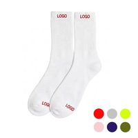 Chaussettes blanches pour hommes en coton éponge, antibactériennes, respirantes, co-marquées, décontractées, athlétiques, chaussettes de sport ODM