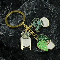 Dessin animé émail Cactus soleil fleur maison porte-clés à la main en métal bijoux à bricoler soi-même pour femmes hommes parfait clé de voiture et décor à la maison cadeau