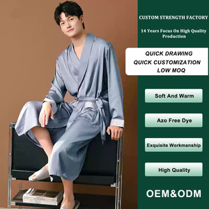 All'ingrosso plus size manica lunga in raso di seta abito kimono logo personalizzato pigiama <span class=keywords><strong>uomo</strong></span> pigiama vestito per l'inverno e l'autunno - Product Image 2