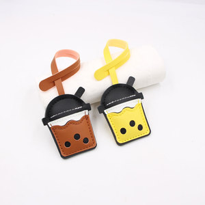 Chaveiro de Bolsa em Formato de Copo de Chá de Leite Boba com Pérolas, Mini, Fofo, em Couro PU, Acessório de Joalheria e Brinquedo - Product Image 1