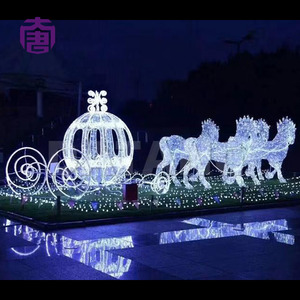 3D Santa Sleigh Horse Carriage Motif <b>Light</b> with LED Illumination for Mall Park and Outdoor Christmas Decoration - Product Image 6