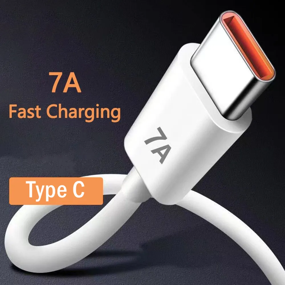 7A 100W Type C Super-Fast Charge Cable USB Fast Charing Data Cord for Samsung S22 Xiaomi Mi 12 Pro 11 Oneplus 9rt Redmi Note 10