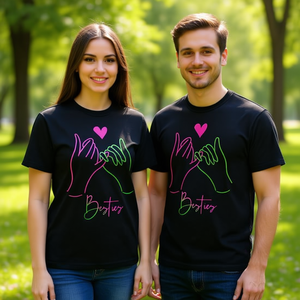 T-shirt Bestie Heart Hands à manches courtes et col rond, unisexe, pour adulte, impression numérique, cadeau promotionnel - Product Image 3