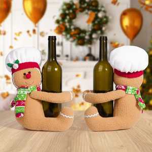 Decoración de temporada navideña Muñeca hecha a mano con botella de vino Perfecta para regalos de Navidad y fiestas Acento alegre - Product Image 4