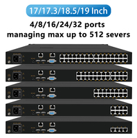 Conmutador KVM de 8 Puertos IP CAT5e con Cajón, 1U Rack, 1080P FHD, Consola de 17/19 Pulgadas, RJ45, Tecla de Acceso Rápido, 4/8/16/24/32 Puertos, Inventario de Computadoras, 16 Puertos