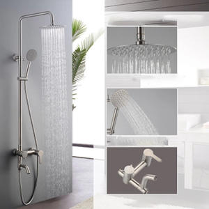 Ensemble de douche encastré en acier inoxydable, douche à effet pluie murale, pulvérisateur à pression accrue, eau chaude et froide - Product Image 3