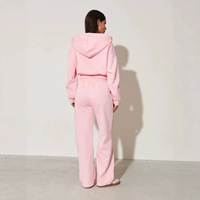 Ensemble sweat à capuche et pantalon large pour femme, style européen/américain, avec cardigan zippé à manches longues et cordon de serrage
