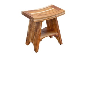Tabouret de salle de bain incurvé en teck Kaijiang 35,6x30,48x45,72 cm, imperméable, antidérapant, siège de douche en bois massif, utilisation en intérieur - Product Image 5