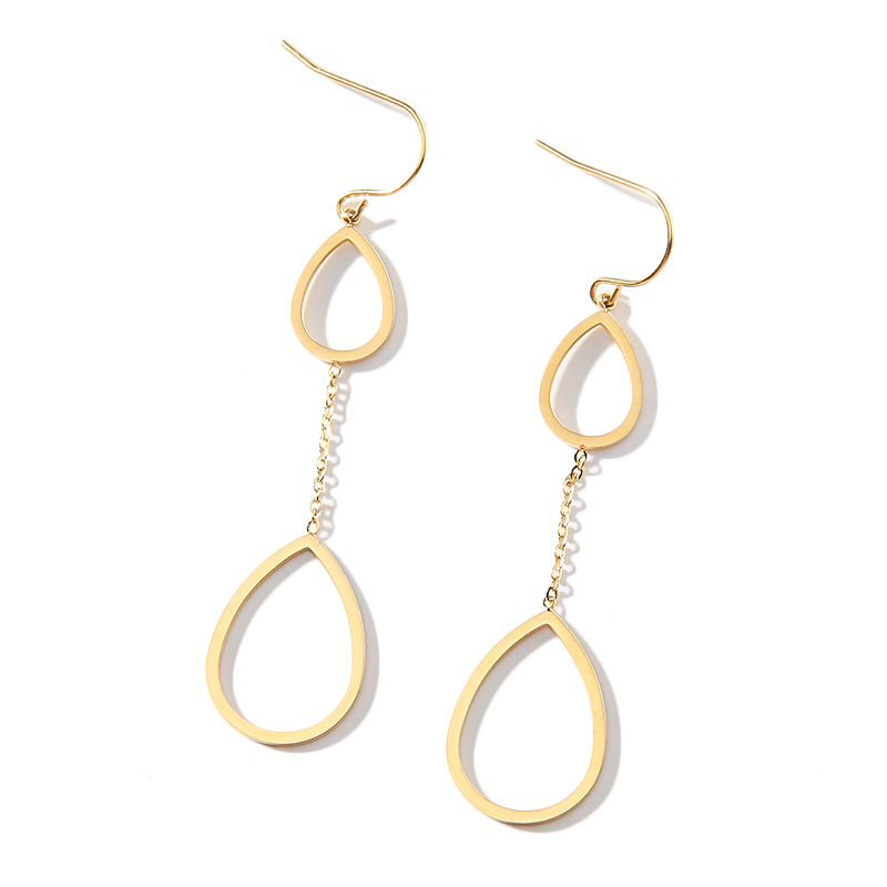Новинка; Корейская мода; 2021 ручной работы двойной капли воды, не тускнеет 14k желтое золото серьги-кольца из нержавеющей стали ювелирные изделия нержавеющей стали подходит для ежедневной носки; Домашний костюм