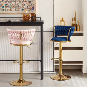 Barstoel Nordic Teller Meubelen Metalen Fluwelen Draaibaar Leer Hoog Goud Moderne Luxe Keukenkruk Barstoelen Voor Bartafel - Product Image 5