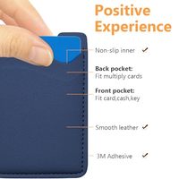 Portefeuille de téléphone auto-adhésif, porte-cartes à coller, colle 3M, poche arrière en cuir PU pour iPhone Samsung, accessoires mobiles universels