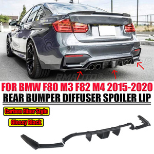 For BMW F80 M3 F82 M4 2015-2020 <b>Car</b> Rear Bumper <b>Diffuser</b> Lip With Lamp Light Spoiler Protector Splitter Carbon Fiber Style - Product Image 1
