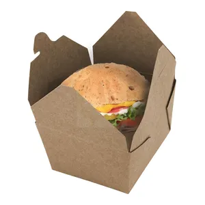 Umwelt freundliche Mikrowelle zum Mitnehmen Huhn Recycelbar Leckfett Proof Brown Paper Einweg Bento Box