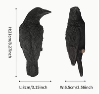 Realistic Black Crow Figurine Resin Raven Wall Hanging for Garden Halloween Decor