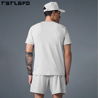 T-shirt de sport pour homme en coton de bambou, tricoté, col rond, séchage rapide, écologique, durable, de haute qualité, personnalisé