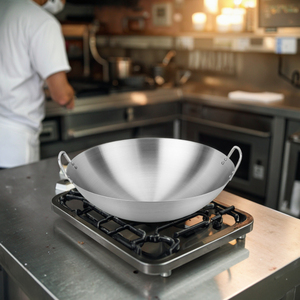 Poêle <span class=keywords><strong>Wok</strong></span> en acier inoxydable 201 sans danger pour la cuisson au gaz habilement fabriquée avec des tailles de 30 cm à 120 cm - Product Image 6