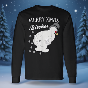 Maglietta a maniche lunghe con pupazzo di neve che fa il bisognello e fiocchi di neve - Buon Natale - Product Image 3