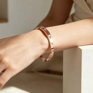 <span class=keywords><strong>Gioielli</strong></span> alla Moda Unisex, Bracciale Geometrico in Acciaio Inox 316 Placcato Oro 18K, Stile Punk con Zirconi, Disponibile in Tre Colori, Uso Quotidiano - Product Image 5
