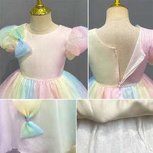 Vestido de princesa de manga de burbuja para niña de 2 a 12 años, vestido de gasa de color <span class=keywords><strong>arco</strong></span>íris caramelo, espectáculo de banquetes, vestido de dama de honor - Product Image 2