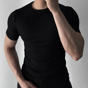 OEM venta al por mayor ropa deportiva ajustada algodón camiseta compresión músculo Slim Fit camiseta gimnasio hombres - Product Image 2