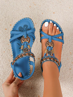 Collection d'été Bohème 2024 – Sandales de plage montantes à bout ouvert grande taille avec strass, antidérapantes, à semelle plate, vente en gros