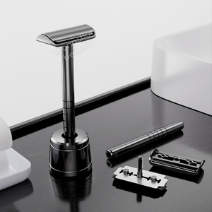 Beikelin มีดโกนขอบคู่แบบคลาสสิกพร้อมด้ามจับอลูมิเนียมแบบเติมที่โกนหนวดสองด้าน - Product Image 4
