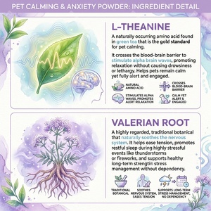 Poudre apaisante OEM <span class=keywords><strong>pour</strong></span> animaux de compagnie – Complément anti-anxiété <span class=keywords><strong>pour</strong></span> chiens et chats avec L-Théanine et racine de Valériane – Soutien contre le stress – Marque privée - Product Image 4