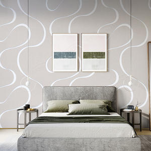 3D Modern dalga çizgili geometrik dekoratif duvar kağıdı PVC dokulu 3d siyah koyu lüks kadife duvar kağıdı - Product Image 4