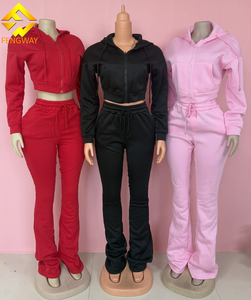 2025 Thể Thao Giản Dị 2 Mảnh Thiết Lập Phụ Nữ Rắn Đội Mũ Trùm Mũ Cardigan Crop Áo Khoác + Dây Rút Skinny Quần Thoáng Khí Đơn Giản Cơ Bản Tracksuit - Product Image 1