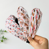 Serre-tête noué imprimé léopard rose, antidérapant, à bord large, accessoire capillaire quotidien tendance pour femmes et filles