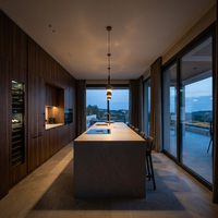 Cuisine Modulaire Certifiée CE, Écologique, Moderne et Minimaliste, Texture Bois Premium, Garantie 5 Ans pour Loft de Luxe, Prise en Charge OEM ODM